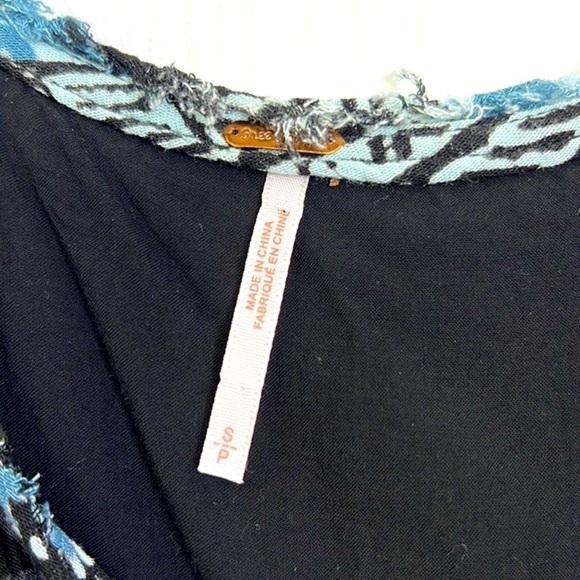 Free People - Heart Of Gold Bohemian Fit & Flare Charcoal & Teal Mini Dress SM - Picture 10 of 12